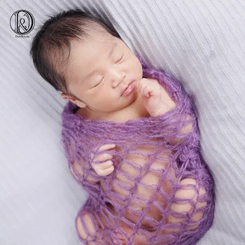 Ръчно подвързване на една кука от естествен мохера, стрейчевые детски тайна 60x30 см, 2 бр./лот, смесени цветове, аксесоари за фотография на новороденото, детска фотосесия