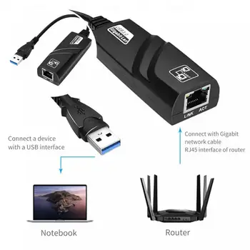 Интернет-адаптер Висококачествена интернет-карта USB 3.0, RJ-45 Надежден high-performance USB Ethernet-адаптер