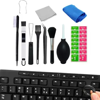 Комплект за почистване на компютъра Инструмент за премахване на Четка за почистване на лаптоп 11 в 1 Комплект за почистване на клавиатура с кърпички за екрана на компютъра