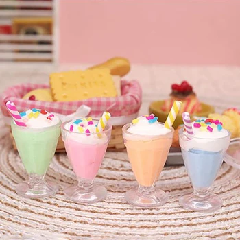 1 бр., миниатюрни чашки за сладолед в кукла къща 1:12, кухненски прибори за хранене, мини-млечен шейк, кухненски играчки за сладолед