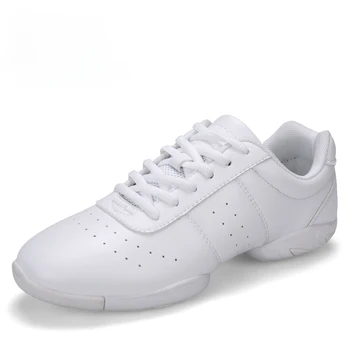 Нова бели обувки за аеробика, детски обувки за фитнес, обувки за гимнастика танци, обувки за черлидинга, дамски обувки за квадратен танц