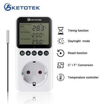 KT3200 Цифров термостат, таймер, регулатор на температурата, подключаемая дневната нощен изход, отопление и охлаждане с датчик