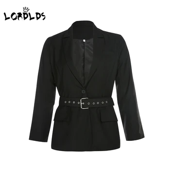LORDLDS Женски черен блейзър с колан, якета, 2019, женски костюм с дълъг ръкав, палто, яке, сако, блузи, дамски връхни дрехи