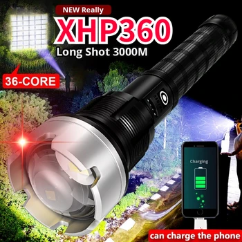 XHP360 на Най-Мощните Led Фенерче 10400 mah XHP70 Usb Акумулаторна Фенерче Светкавицата на Светлината Изстрел с Дължина 9000 м Къмпинг Фенер