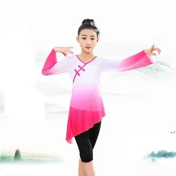 Облекло за практикуване на класическите танци за момичета газови детски китайски танцови костюми етнически танц танци в китайски стил Unifom LE005