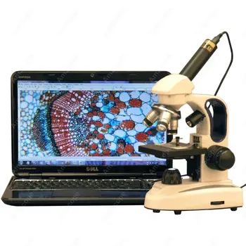 Съставен микроскоп с подсветка-AmScope Доставя 40X-1000X Безжични led Горните и долните Светлини на Съставния Микроскоп + 2-Мегапикселова USB камера