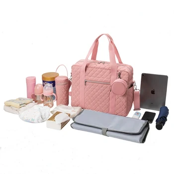 Корейската нова стеганая чанта за майките, преносима чанта за мама и бебе, чанта за майките, по-голямата голям чанта за съхранение на улицата, чанта за хранене на бебето
