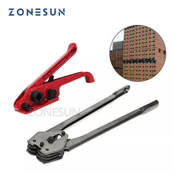 ZONESUN Ръчен инструмент за връзване пластмаса, мерки и теглилки и устройството за обтягане на опаковки от PET-ПП 12-16 мм, ръчен инструмент за тухли