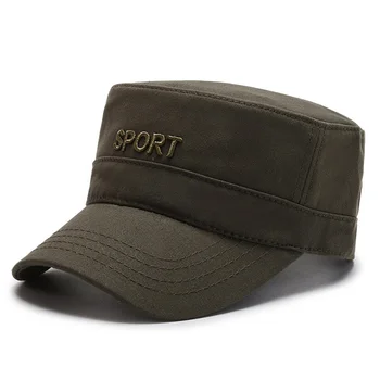 Однотонная шапка за спортове на открито, реколта шапки с плосък покрив, Универсални слънчеви шапки за почивка, ежедневни шапки в стил милитари