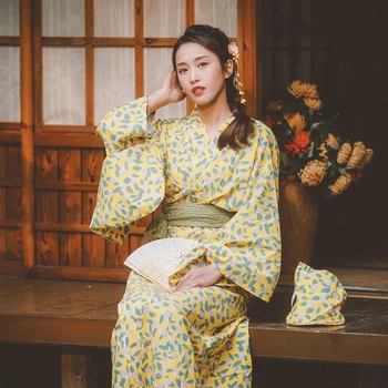 Женското кимоно в японски стил, пролетта халат за баня с флорални принтом, лятна памучен домашни дрехи юката, рокля за снимки, дрехи за cosplay